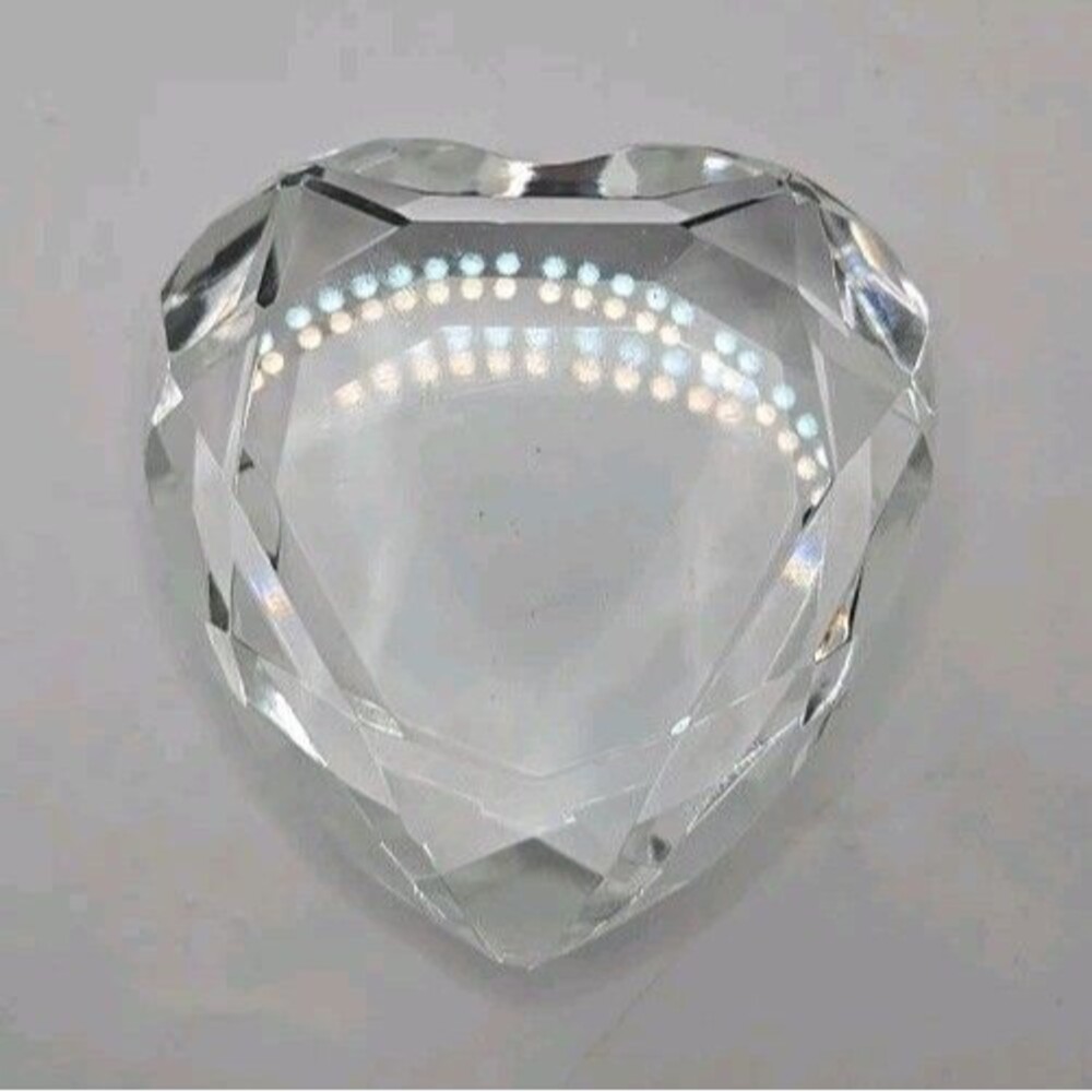 Rosenthal Paperweight Heart Shaped Clear Crystal Glass Faceted Prism Art 3”